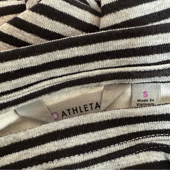 Athleta Ease Up Gray Black Stripe Sleeveless Dress, Small - Picture 10 of 12